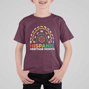 Hispanic Heritage Month T Shirt For Kid Hispanic Countries Rainbow Flag Sunflower TS11 Maroon Print Your Wear