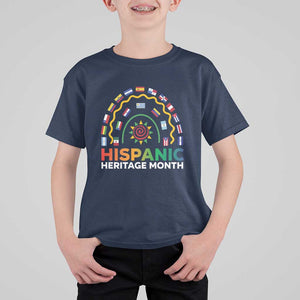 Hispanic Heritage Month T Shirt For Kid Hispanic Countries Rainbow Flag Sunflower TS11 Navy Print Your Wear