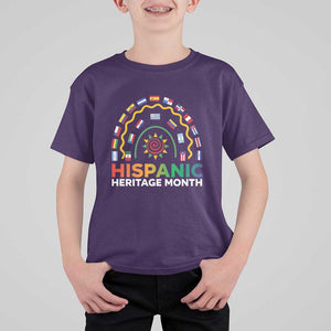 Hispanic Heritage Month T Shirt For Kid Hispanic Countries Rainbow Flag Sunflower TS11 Purple Print Your Wear