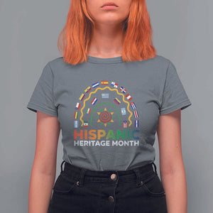 Hispanic Heritage Month T Shirt For Women Hispanic Countries Rainbow Flag Sunflower TS11 Charcoal Print Your Wear