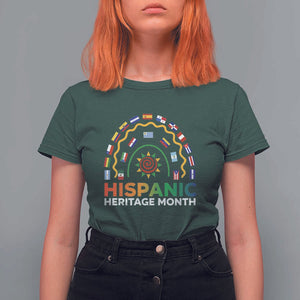 Hispanic Heritage Month T Shirt For Women Hispanic Countries Rainbow Flag Sunflower TS11 Dark Forest Green Print Your Wear