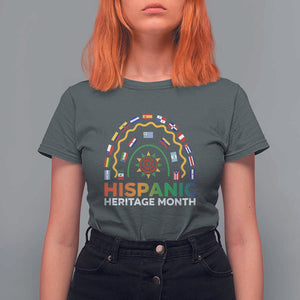 Hispanic Heritage Month T Shirt For Women Hispanic Countries Rainbow Flag Sunflower TS11 Dark Heather Print Your Wear