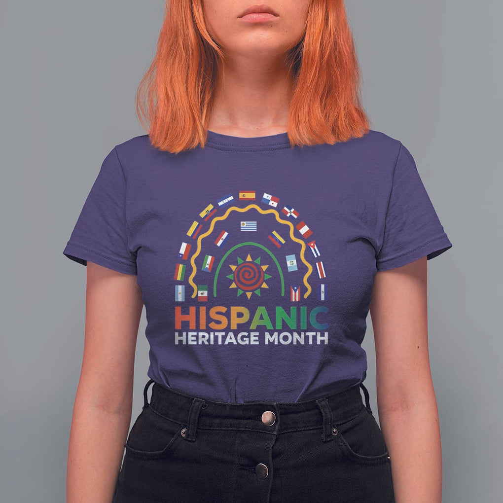 Hispanic Heritage Month T Shirt For Women Hispanic Countries Rainbow Flag Sunflower TS11 Purple Print Your Wear