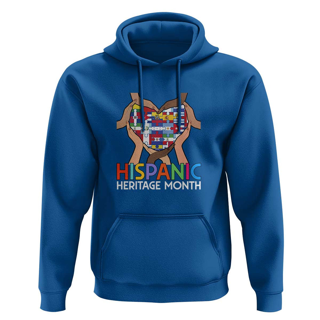 Hispanic Heritage Month Hoodie Latino Countries Flag Heart Puzzle TS11 Royal Blue Print Your Wear