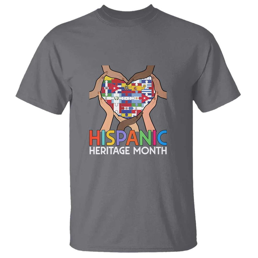 Hispanic Heritage Month T Shirt Latino Countries Flag Heart Puzzle TS11 Charcoal Print Your Wear
