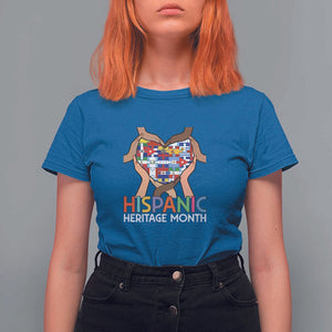 Hispanic Heritage Month T Shirt For Women Latino Countries Flag Heart Puzzle TS11 Royal Blue Print Your Wear