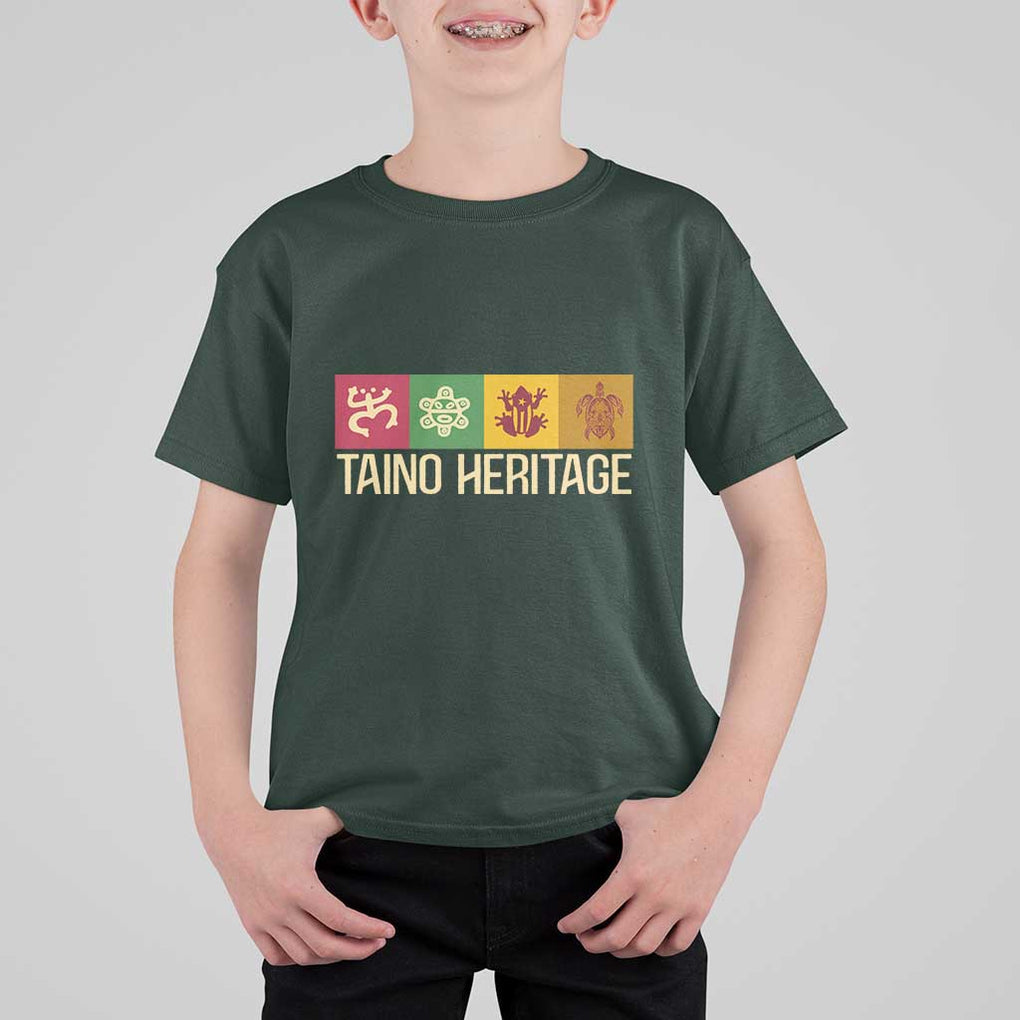 Taino Heritage T Shirt For Kid Puerto Rico Indigenous Carribbean Culture TS11 Dark Forest Green Print Your Wear