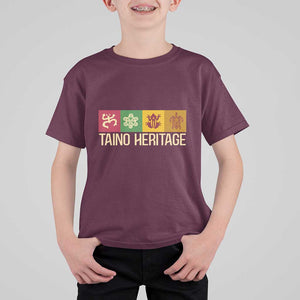 Taino Heritage T Shirt For Kid Puerto Rico Indigenous Carribbean Culture TS11 Maroon Print Your Wear