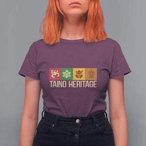 Taino Heritage T Shirt For Women Puerto Rico Indigenous Carribbean Culture TS11 Maroon Print Your Wear