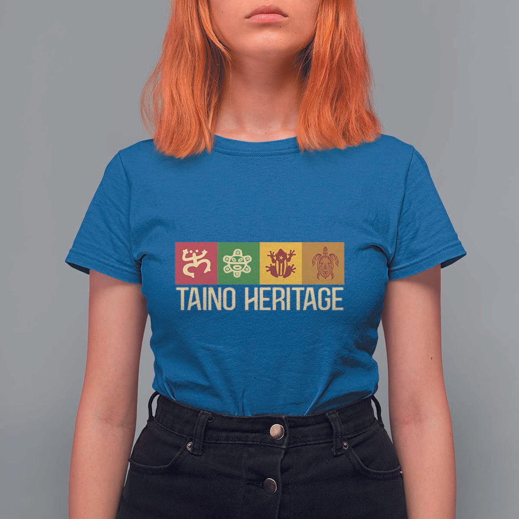 Taino Heritage T Shirt For Women Puerto Rico Indigenous Carribbean Culture TS11 Royal Blue Print Your Wear