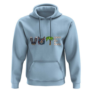 Funny Vote For Kamala Hoodie Voter Rights Shoes Cat Coconut Tree Pearls TS11 Light Blue Print Your Wear