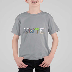 Funny Vote For Kamala T Shirt For Kid Voter Rights Shoes Cat Coconut Tree Pearls TS11 Sport Gray Print Your Wear