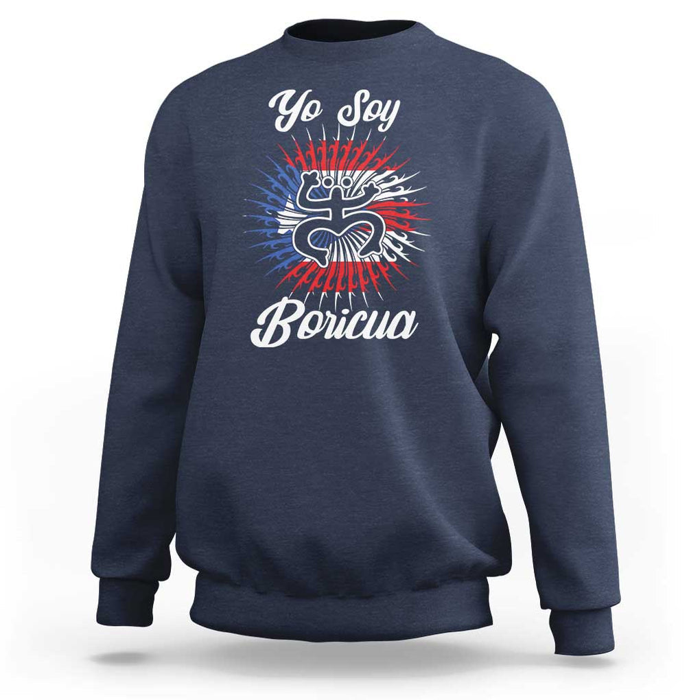 Yo Soy Boricua Sweatshirt Puerto Rico Flag Hispanic Heritage Month Taino TS11 Navy Print Your Wear