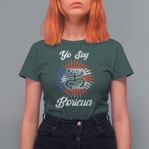 Yo Soy Boricua T Shirt For Women Puerto Rico Flag Hispanic Heritage Month Taino TS11 Dark Forest Green Print Your Wear
