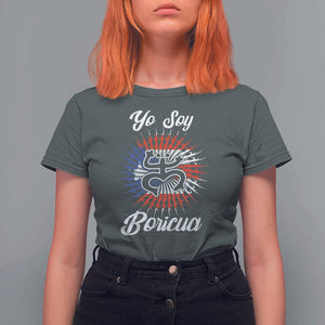 Yo Soy Boricua T Shirt For Women Puerto Rico Flag Hispanic Heritage Month Taino TS11 Dark Heather Print Your Wear