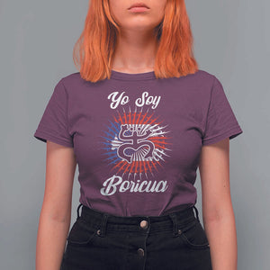 Yo Soy Boricua T Shirt For Women Puerto Rico Flag Hispanic Heritage Month Taino TS11 Maroon Print Your Wear
