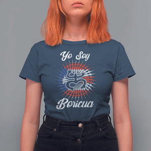 Yo Soy Boricua T Shirt For Women Puerto Rico Flag Hispanic Heritage Month Taino TS11 Navy Print Your Wear