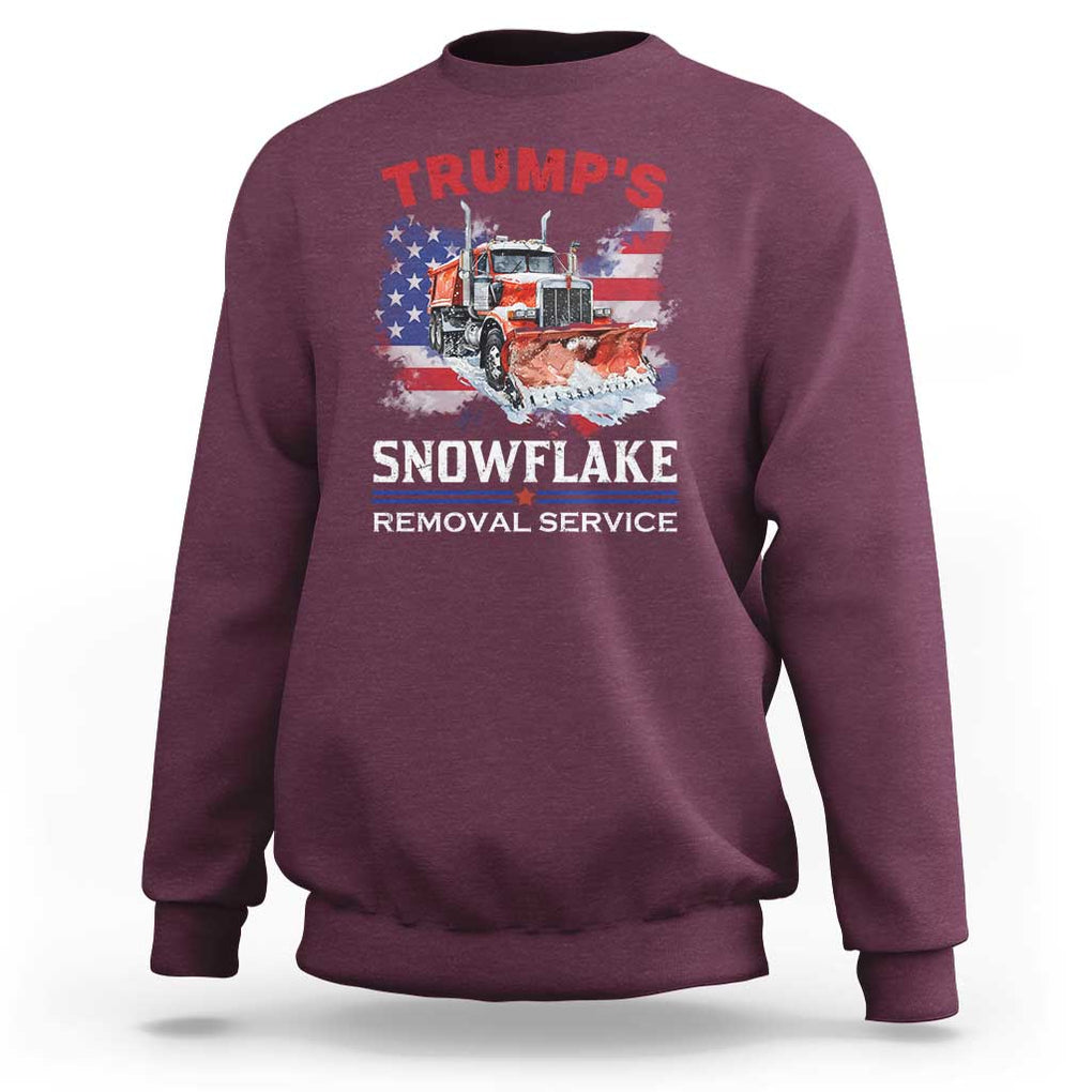 Funny Trump 2024 Sweatshirt Trump's Snowflake Removal Service US Flag TS11 Maroon Print Your Wear