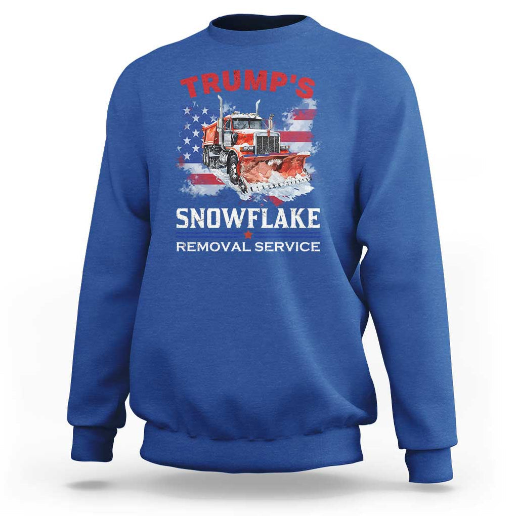 Funny Trump 2024 Sweatshirt Trump's Snowflake Removal Service US Flag TS11 Royal Blue Print Your Wear