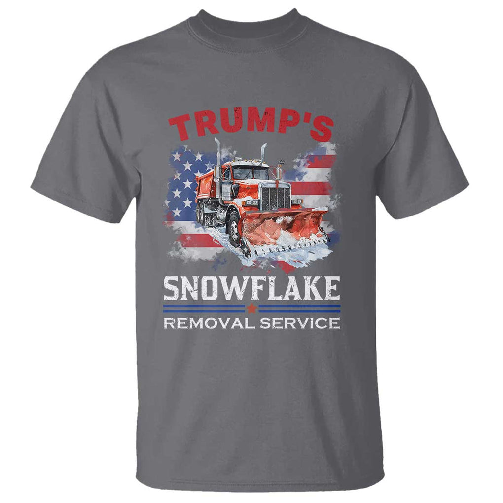Funny Trump 2024 T Shirt Trump's Snowflake Removal Service US Flag TS11 Charcoal Print Your Wear