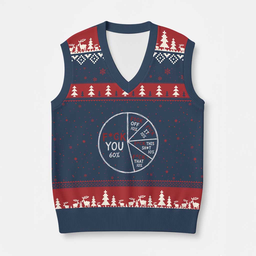 Funny Fck You Pie Chart V-Neck Knit Sweater Vest Math Sarcastic Humor TS11 Navy Red Print Your Wear