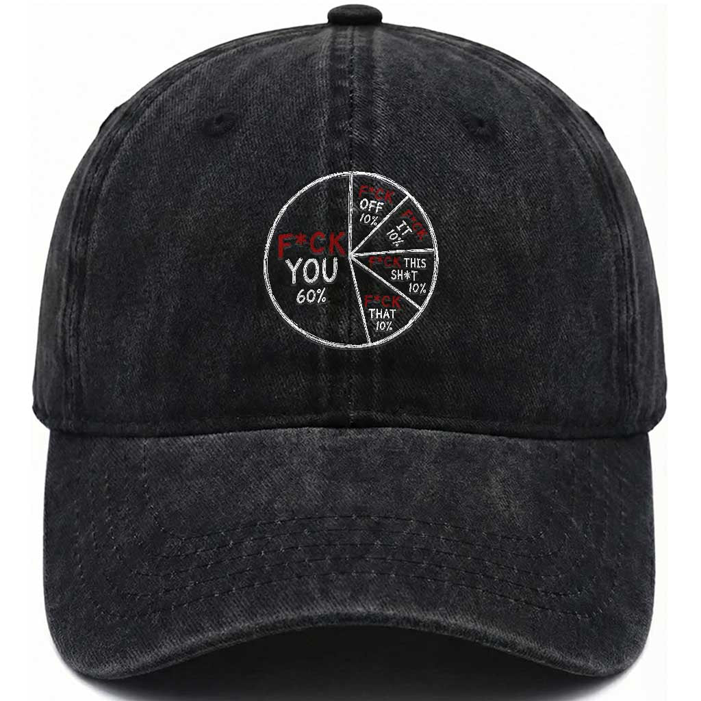 Funny Fck You Pie Chart Washed Cotton Baseball Cap Math Sarcastic Humor TS11 Print Your Wear