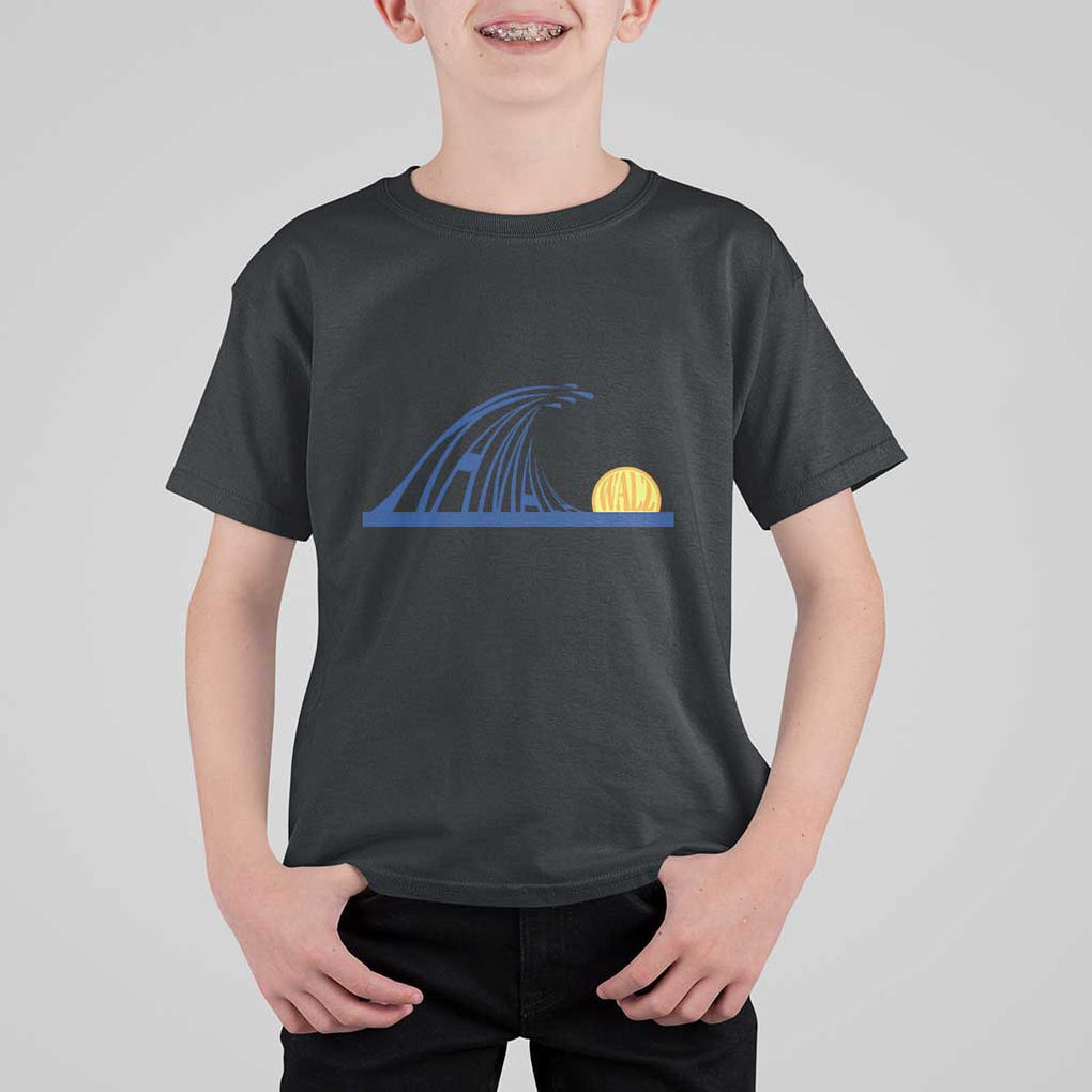 Harris Walz Supporter T Shirt For Kid Blue Wave Kamala Sunshine Water Drop Sun TS11 Black Print Your Wear