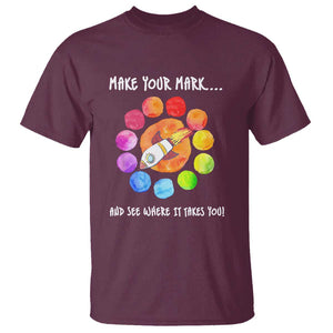International Dot Day T Shirt Make Your Mark See Where It Takes Colorful Dot Rocket TS11 Maroon Print Your Wear