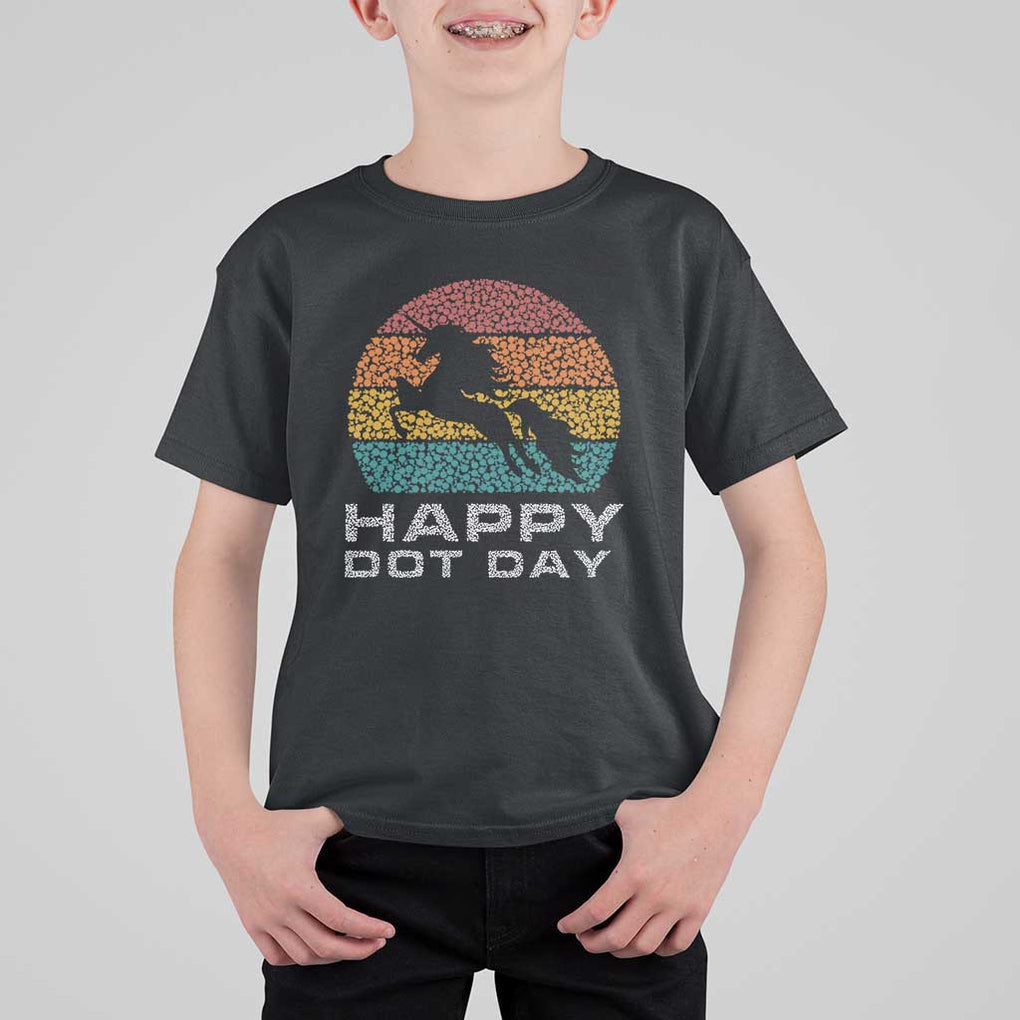 Happy Dot Day T Shirt For Kid Unicorn Retro Polka Dot Mythical Creatures TS11 Black Print Your Wear