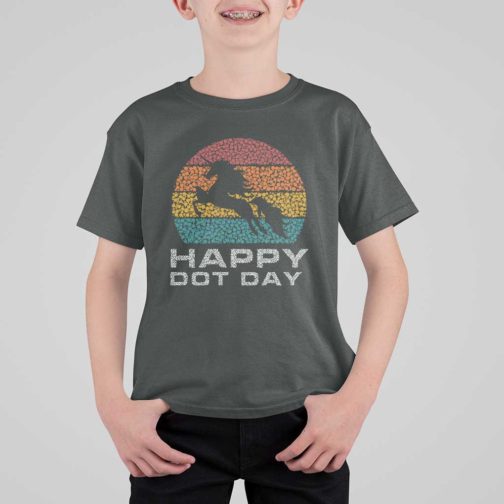 Happy Dot Day T Shirt For Kid Unicorn Retro Polka Dot Mythical Creatures TS11 Dark Heather Print Your Wear