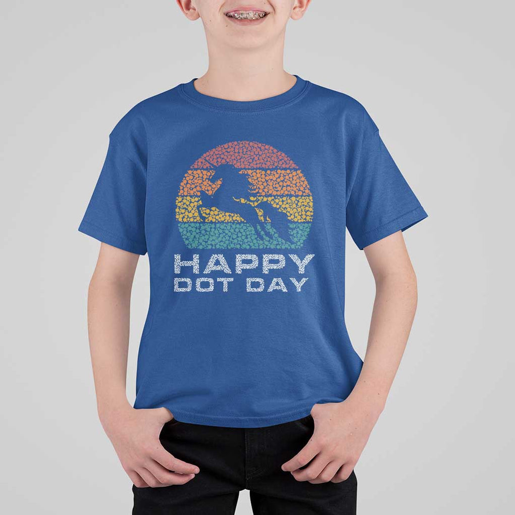 Happy Dot Day T Shirt For Kid Unicorn Retro Polka Dot Mythical Creatures TS11 Royal Blue Print Your Wear