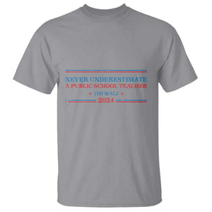 Tim Walz T Shirt Never Underestimate A Public School Teacher 2024 Star TS11 Sport Gray Print Your Wear