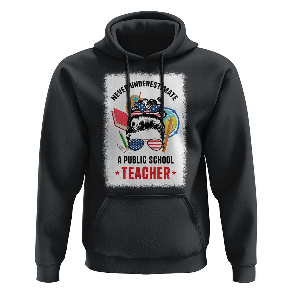 Tim Walz Hoodie Never Underestimate A Public School Teacher Messy Bun TS11 Black Print Your Wear