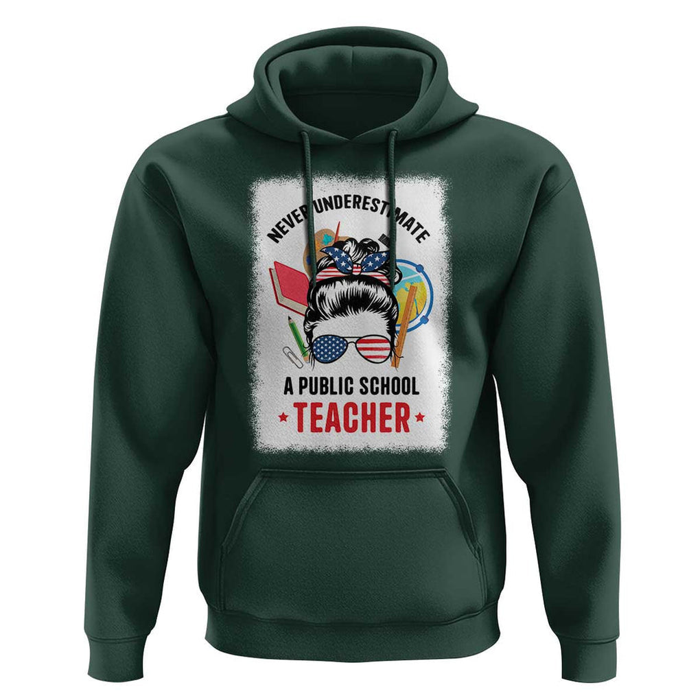 Tim Walz Hoodie Never Underestimate A Public School Teacher Messy Bun TS11 Dark Forest Green Print Your Wear