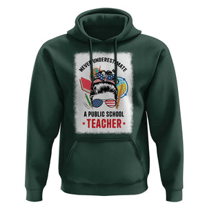 Tim Walz Hoodie Never Underestimate A Public School Teacher Messy Bun TS11 Dark Forest Green Print Your Wear