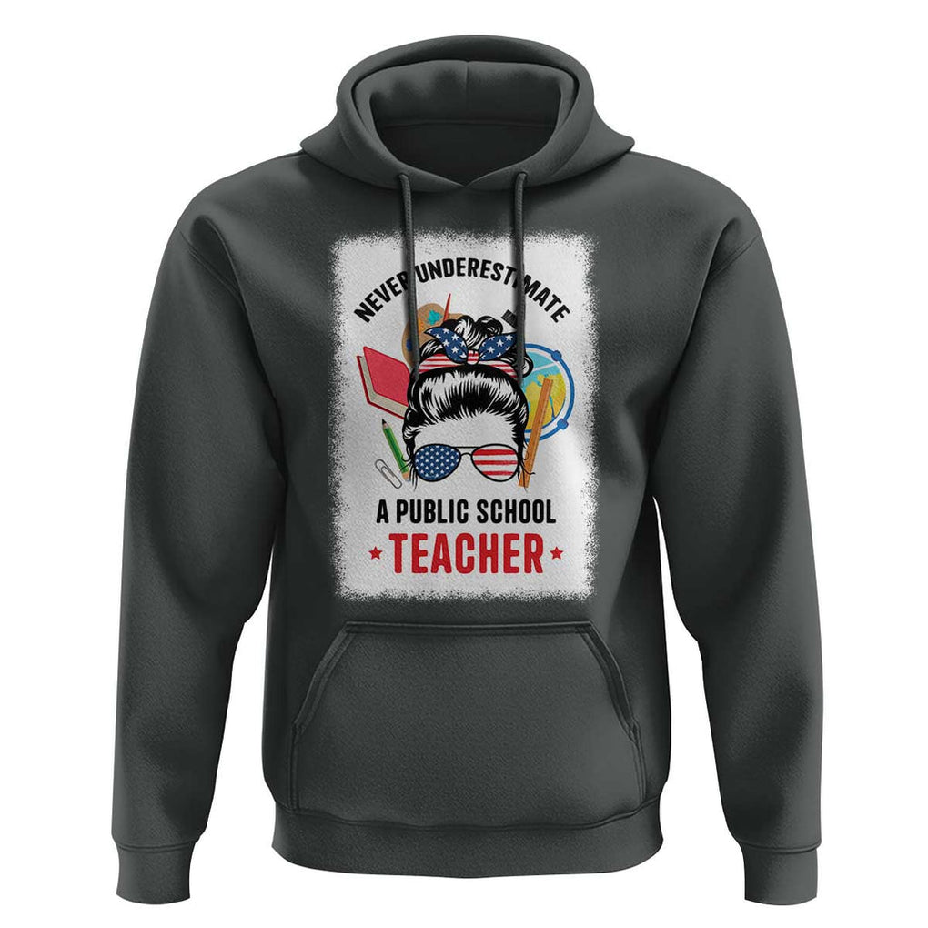 Tim Walz Hoodie Never Underestimate A Public School Teacher Messy Bun TS11 Dark Heather Print Your Wear