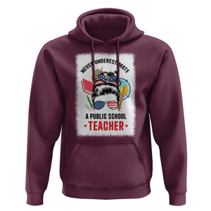 Tim Walz Hoodie Never Underestimate A Public School Teacher Messy Bun TS11 Maroon Print Your Wear