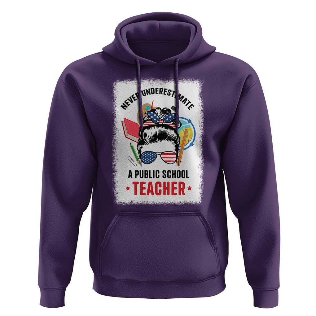 Tim Walz Hoodie Never Underestimate A Public School Teacher Messy Bun TS11 Purple Print Your Wear