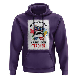 Tim Walz Hoodie Never Underestimate A Public School Teacher Messy Bun TS11 Purple Print Your Wear