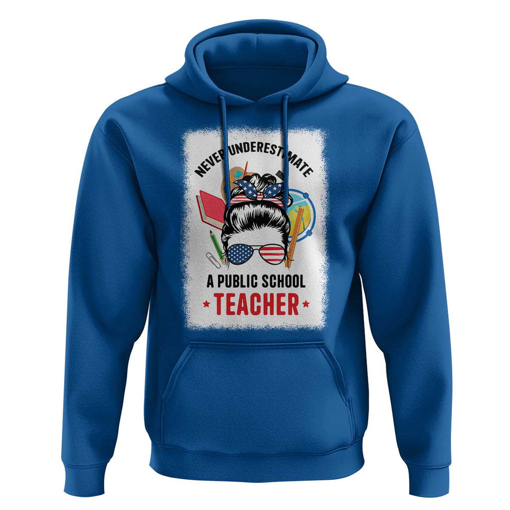 Tim Walz Hoodie Never Underestimate A Public School Teacher Messy Bun TS11 Royal Blue Print Your Wear