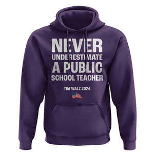 Tim Walz 2024 Hoodie Never Underestimate A Public School Teacher American Flag TS11 Purple Print Your Wear