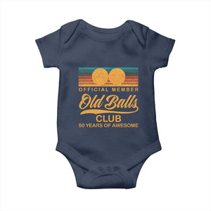 Funny 50th Birthday Baby Onesie Official Member Of The Old Ball Clubs Retro Sunset TS11 Navy Print Your Wear
