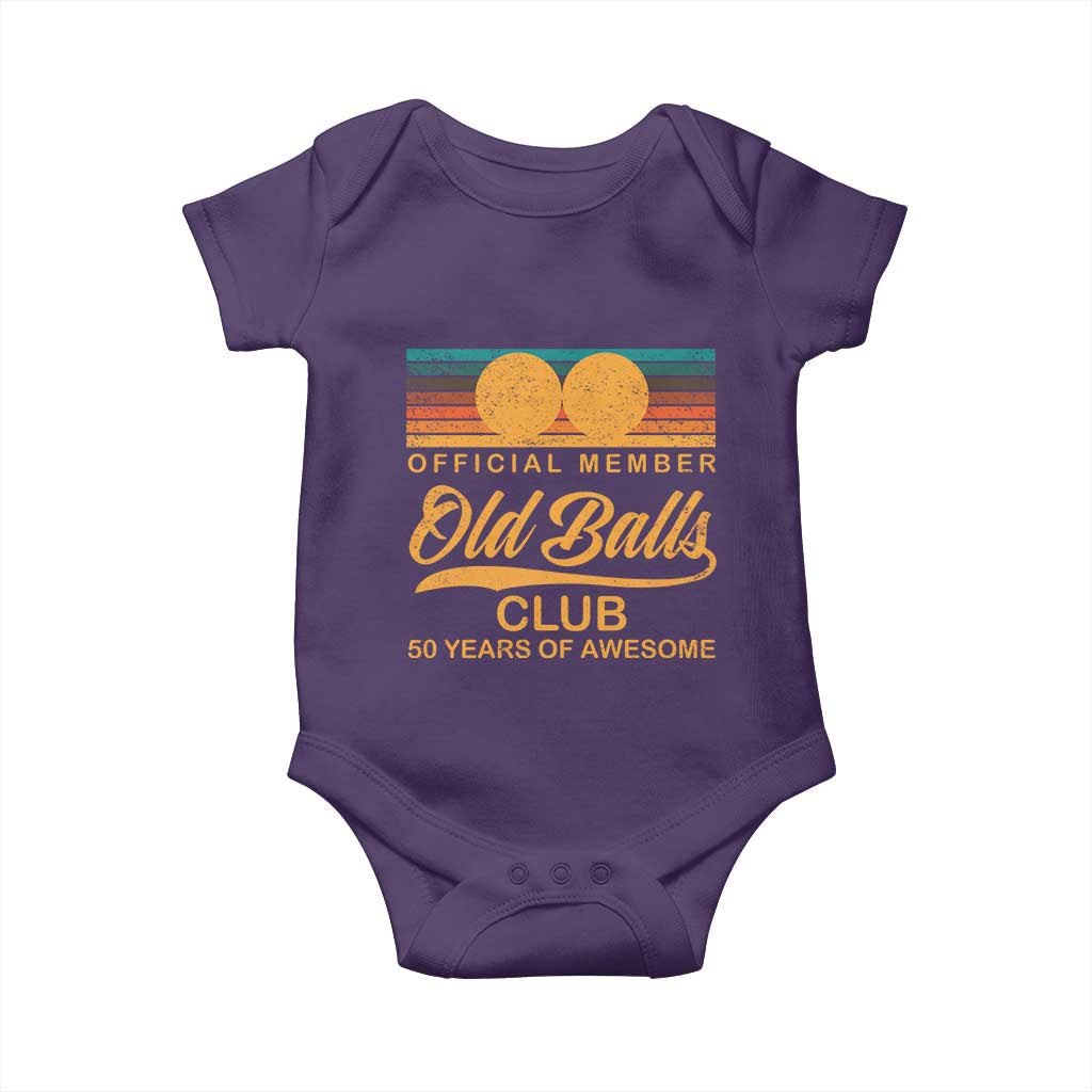 Funny 50th Birthday Baby Onesie Official Member Of The Old Ball Clubs Retro Sunset TS11 Purple Print Your Wear