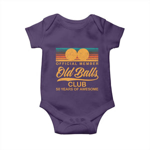 Funny 50th Birthday Baby Onesie Official Member Of The Old Ball Clubs Retro Sunset TS11 Purple Print Your Wear