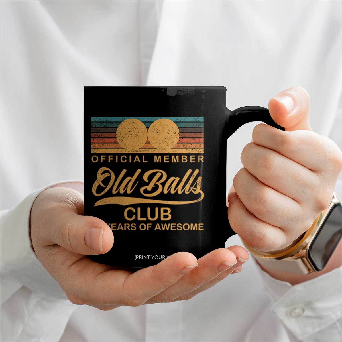 Funny 50th Birthday Coffee Mug Official Member Of The Old Ball Clubs Retro Sunset TS11 Print Your Wear