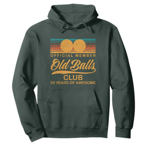 Funny 50th Birthday Hoodie Official Member Of The Old Ball Clubs Retro Sunset TS11 Dark Forest Green Print Your Wear