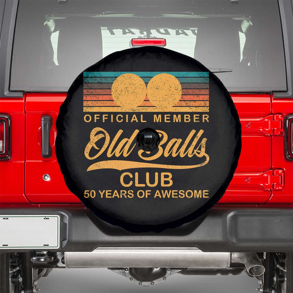 Funny 50th Birthday Spare Tire Cover Official Member Of The Old Ball Clubs Retro Sunset TS11 Black Print Your Wear