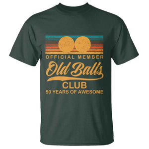 Funny 50th Birthday T Shirt Official Member Of The Old Ball Clubs Retro Sunset TS11 Dark Forest Green Print Your Wear