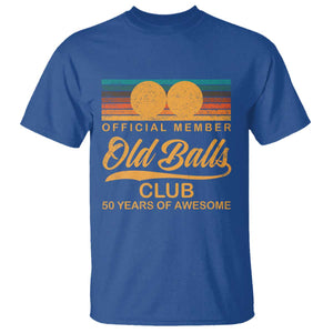 Funny 50th Birthday T Shirt Official Member Of The Old Ball Clubs Retro Sunset TS11 Royal Blue Print Your Wear