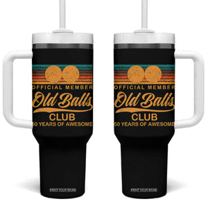 Funny 50th Birthday Tumbler With Handle Official Member Of The Old Ball Clubs Retro Sunset TS11 One Size: 40 oz Black Print Your Wear